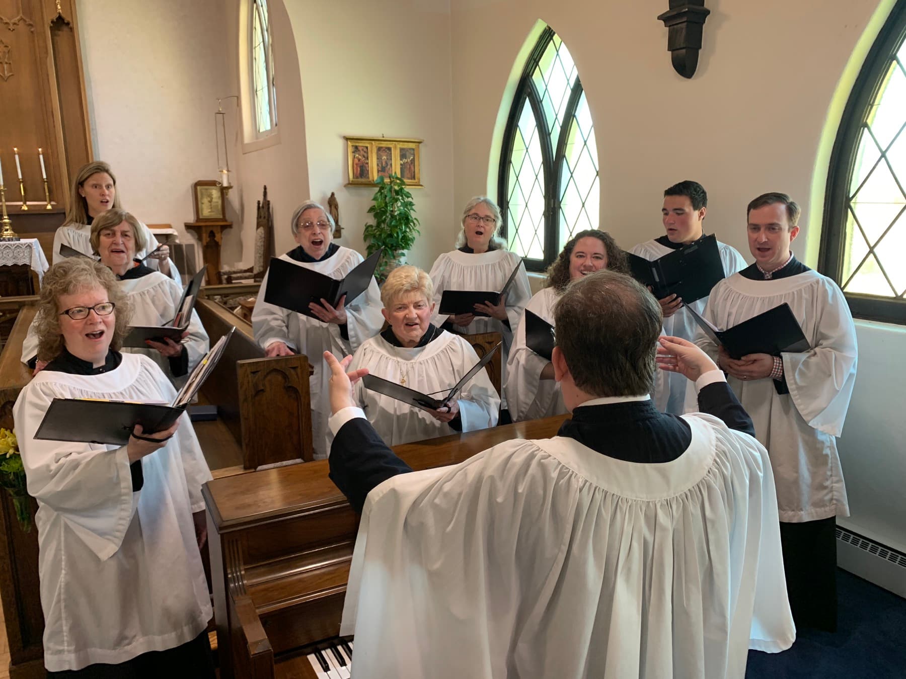 The St. Andrew's choir singing in the nave